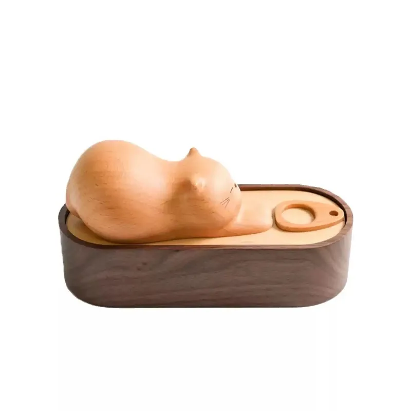 Kitten canned baby teeth storage box, children's solid wood teeth, boys and girls save fetal hair tooth change