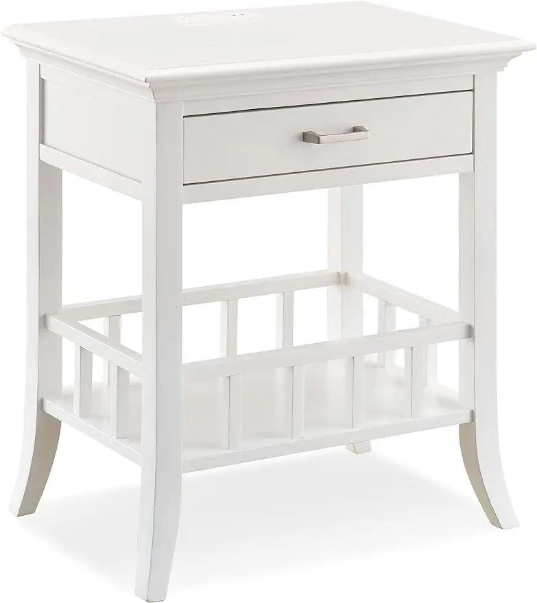 Basket Shelf White Night Stand Nightstand