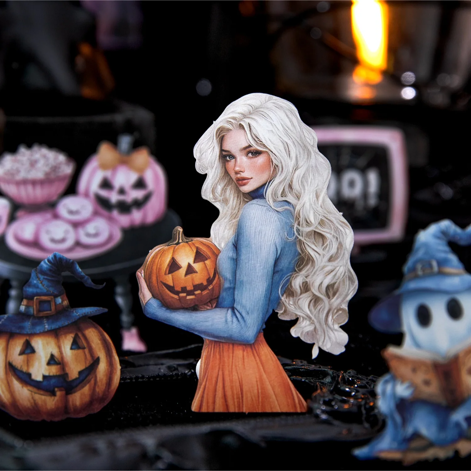 Vintage Halloween Character Pumpkin Landscape Sticker Creative DIY Journal Material Collage Scrapbooking Stationery