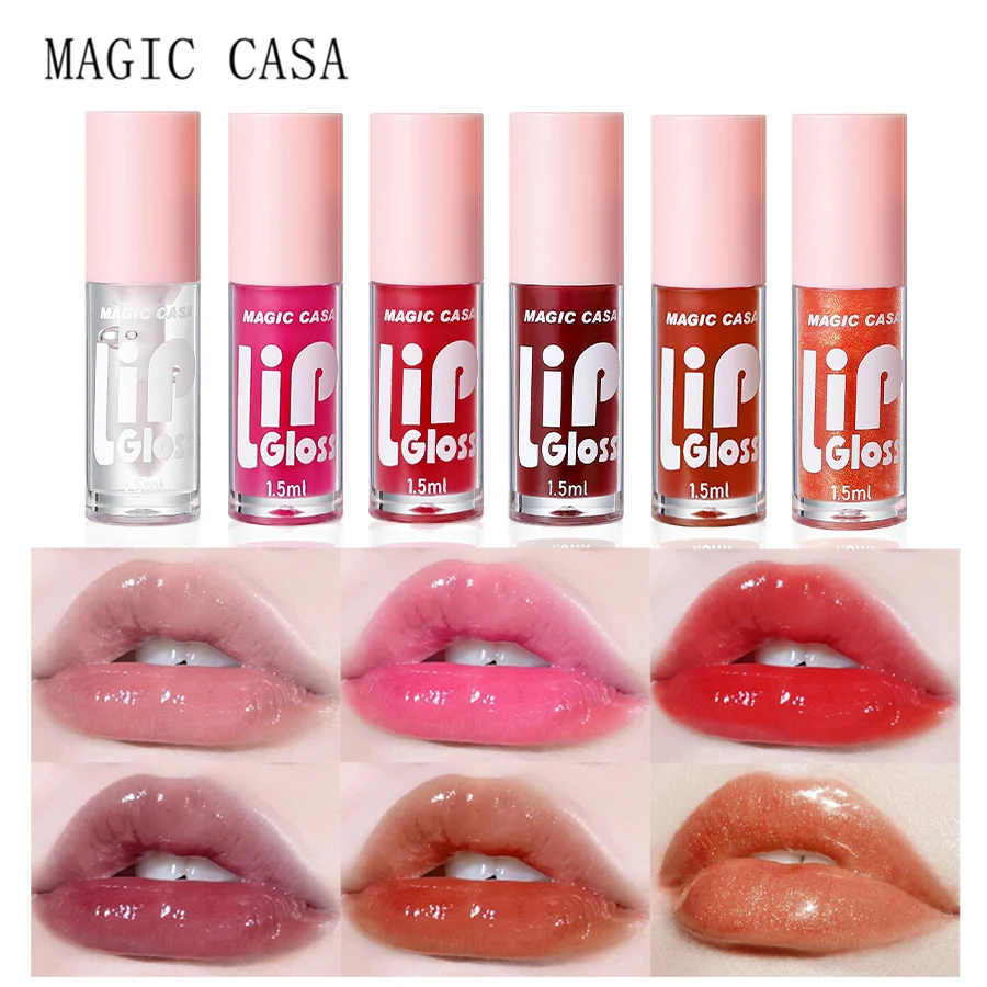 MAGIC CASA 6pcs/set Small bottle Hydrating Jelly Lip Oil long-lasting Moisturizing  smooth shimmering Lip Hydrating Liquid