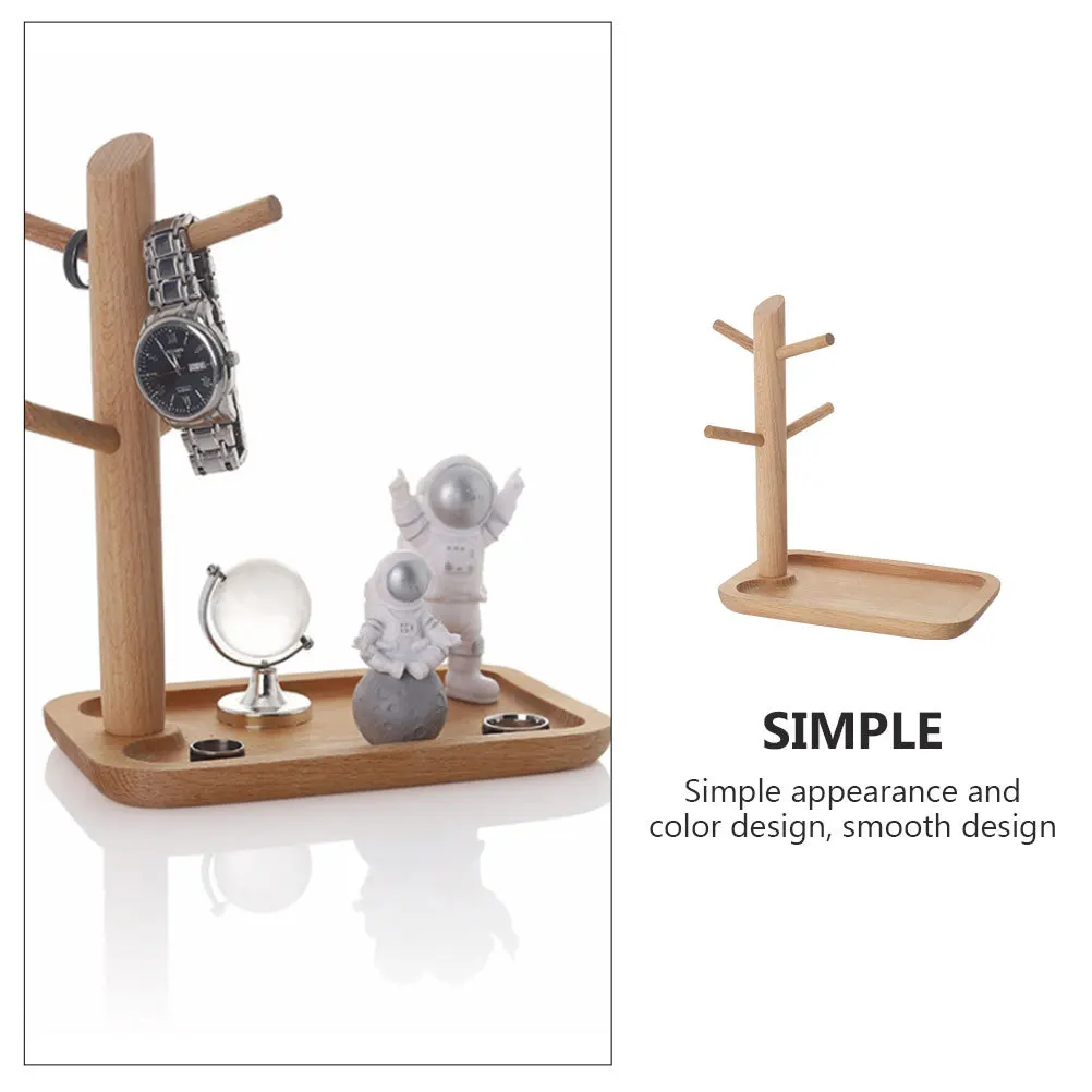 

1Pcs Key Jewelry Tray Simple Wooden Storage Tray Practical Desktop Organizer Sundries Holder Jewelry Display Rack