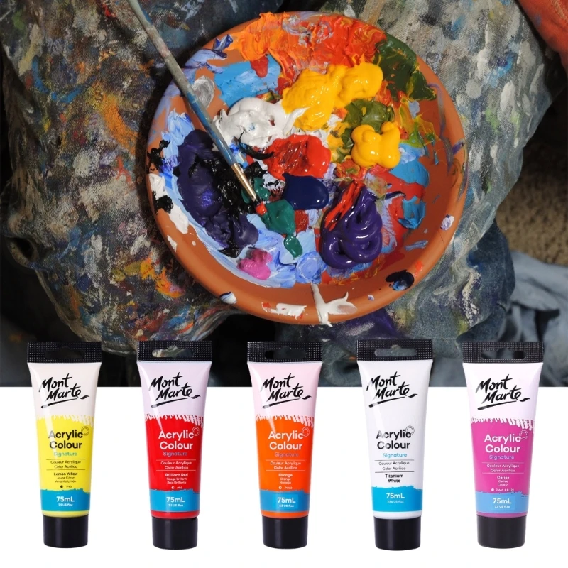 Complete Acrylic Paints 75ml Tube, Non Toxic,Brilliant Colors, Perfect for Artists, Crafters on Fabric, Ceramic K1KF