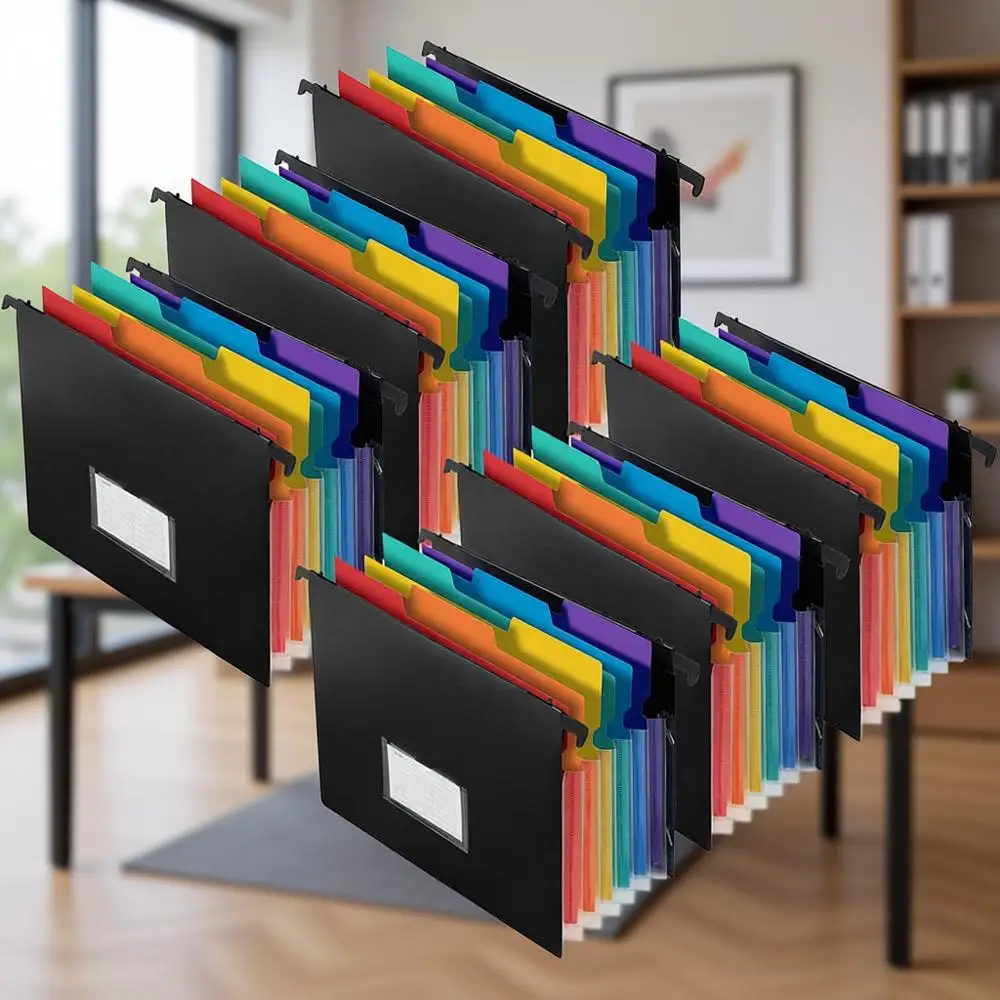 

Expandable Letter-Size Accordion File Organizer with Retractable Hooks and Elastic Band, 6 Pack for On-The-Go Convenience