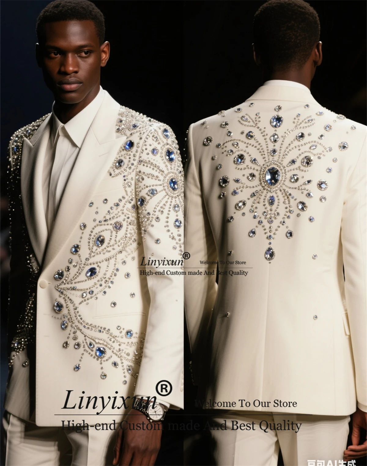 

Роскошный мужской костюм с бриллиантовым орнаментом, индивидуальные свадебные смокинги, деловые комплекты из 2 предметов, тонкие мужские пиджаки для жениха