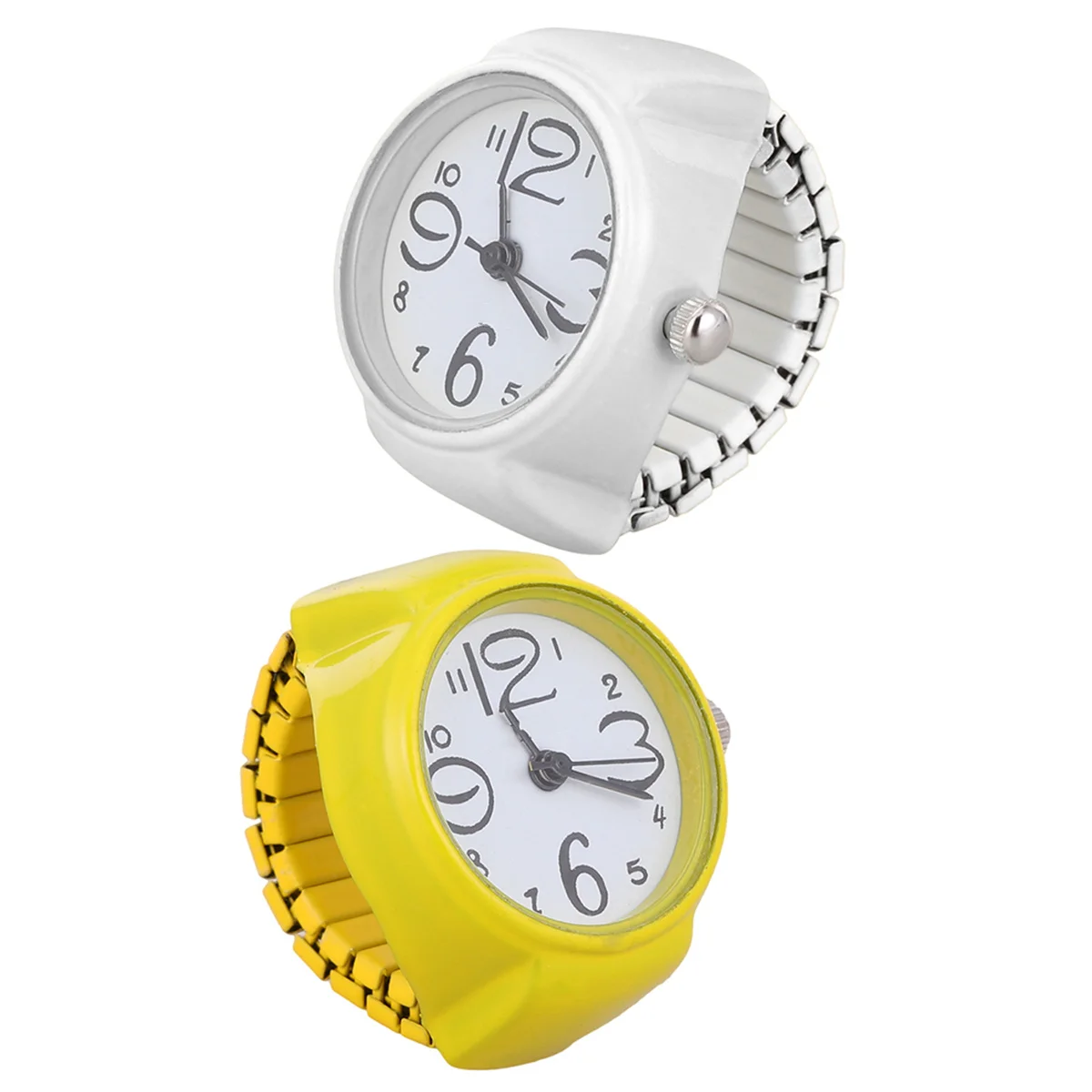 2 pçs chique anel relógio para mulheres masculino na moda relógio de dedo com mostrador de quartzo claro forte construção de aço inoxidável versátil wear