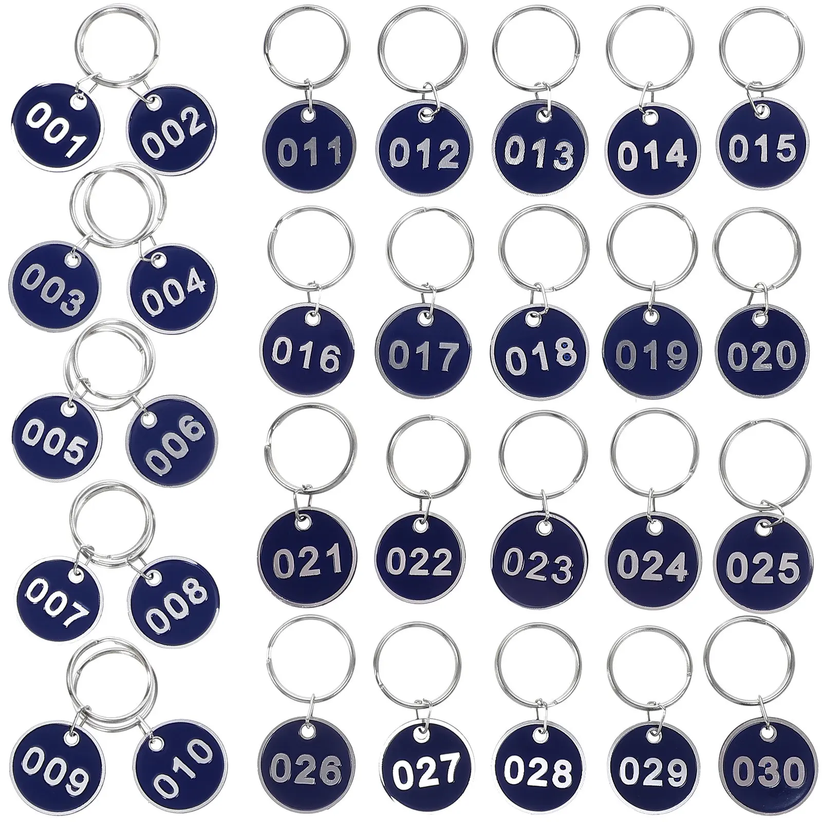 

30Pcs Round Number Tags Key Tags with Rings for Identification Hanging Marking Portable Key Labels Keychain Number Tag