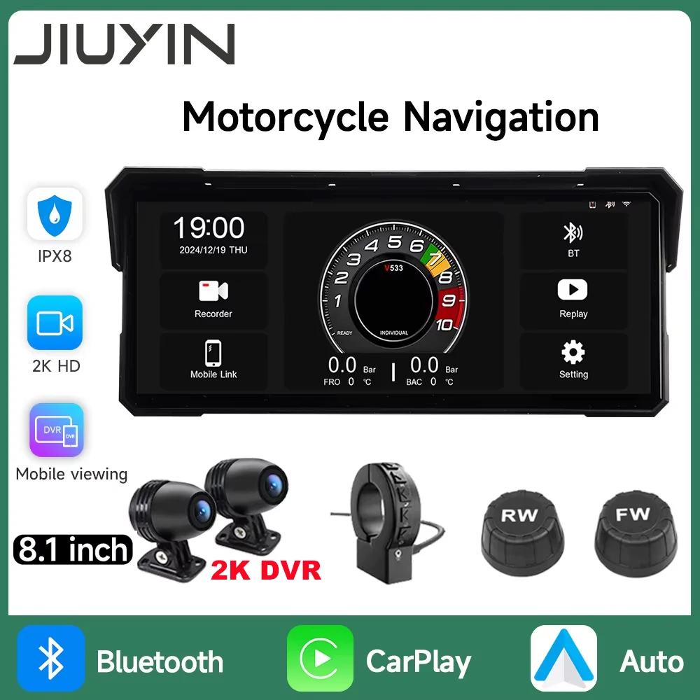 

8.1 Inch Motorcycle Navigation Wireless CarPlay Display Screen Portable Motorcycle Wireless Android Auto Monitor GPS