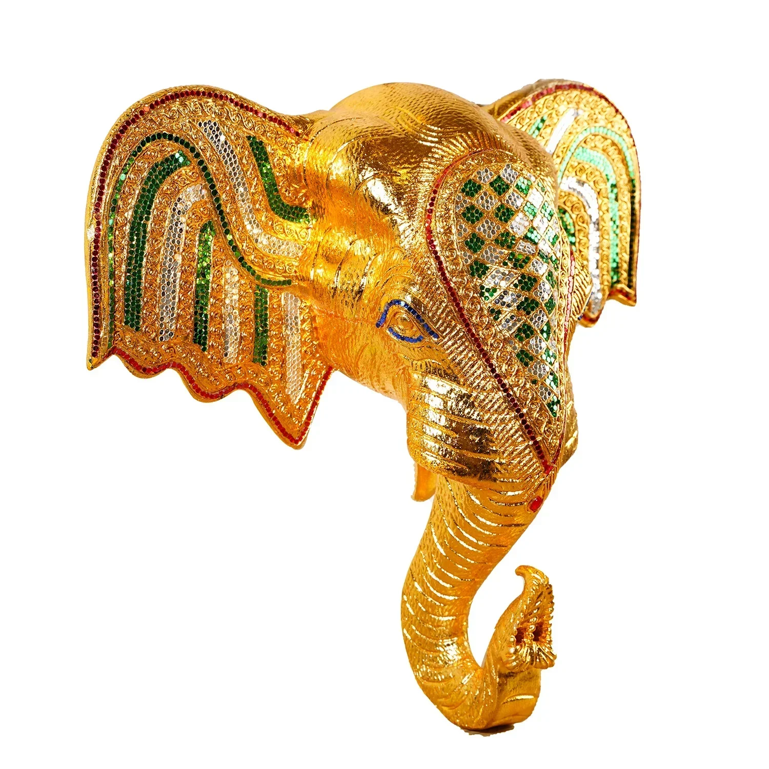 

Southeast Asian style decorations: elephant head, solid wood carved wall decoration, entrance wall decoration