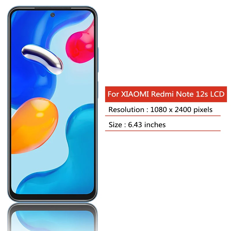 Tela de toque lcd super amoled com quadro, 6,43 polegadas, para xiaomi redmi note 12s, 2303cra44a