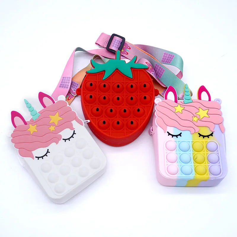 37 styles Fidget Toys Silicone Push Bubble Crossbody Bag Sensory Reliver Autism Adults Kids Handbag Squeeze Toys for Kids gifts