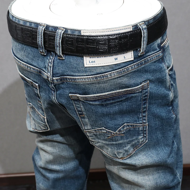 Jeans da uomo firmati di nuova moda Jeans strappati Slim Fit elasticizzati di alta qualità pantaloni retrò da uomo pantaloni Casual Vintage in Denim Hombre