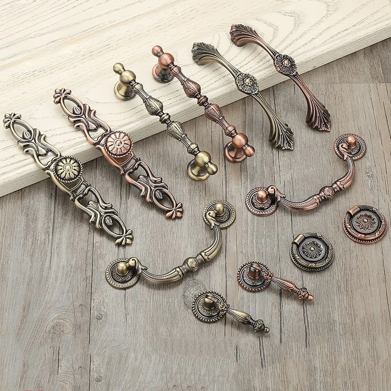 Antique Furniture Closet Dresser Hardware Cupboard Bronze Zinc Alloy Kitchen Handle Drawer Pulls Cabinet Knobs And Handles