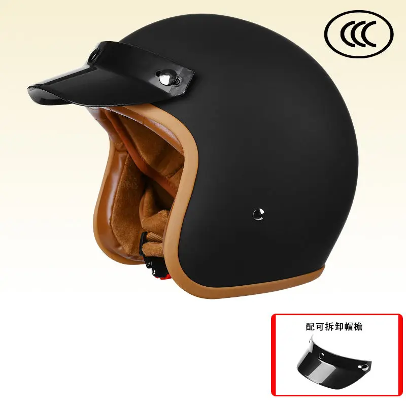 Newly Launched Vintage Motorcycle Helmet DOT Certified Synthetic Leather 3/4 Helmet Jet Mask Helmet 508