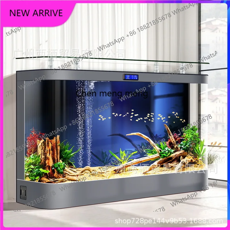 

C6601 Living room against the wall fish tank, large curved integrated glass ecological aquarium, water-free goldfish tank