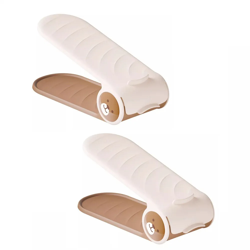 

2pcs Multi-Purpose Adjustable Double Layer Shoe Rack Space Saving Plastic Shoes Storage Rack Anti-slip Shoe Holder Flat Bottomed