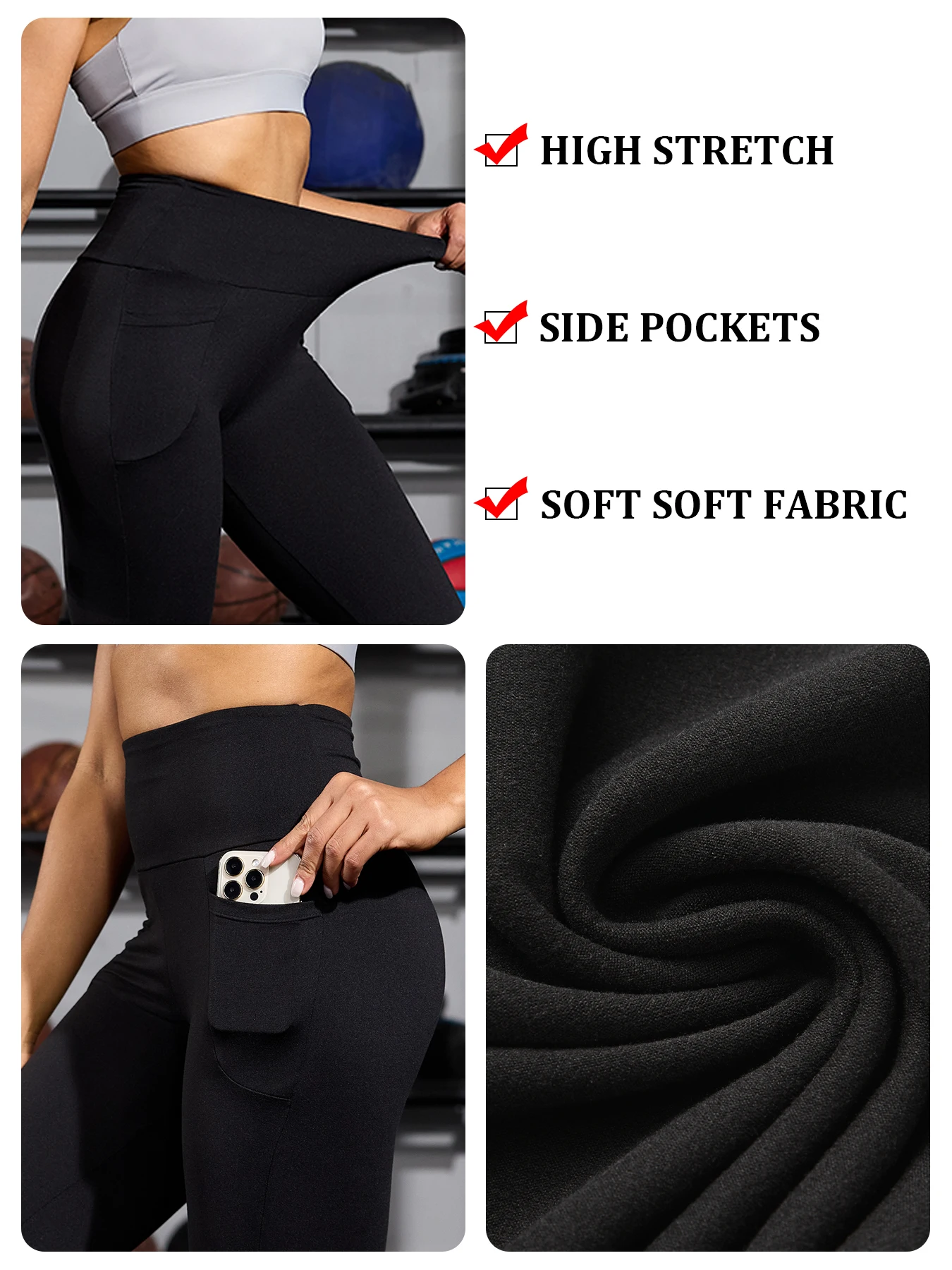 ハイウエストカプリパンツ レディース ポケット付き お腹シェイプ 透けにくい ワークアウト ランニング ヨガ アスレチック プッシュアップ ジム レギンス