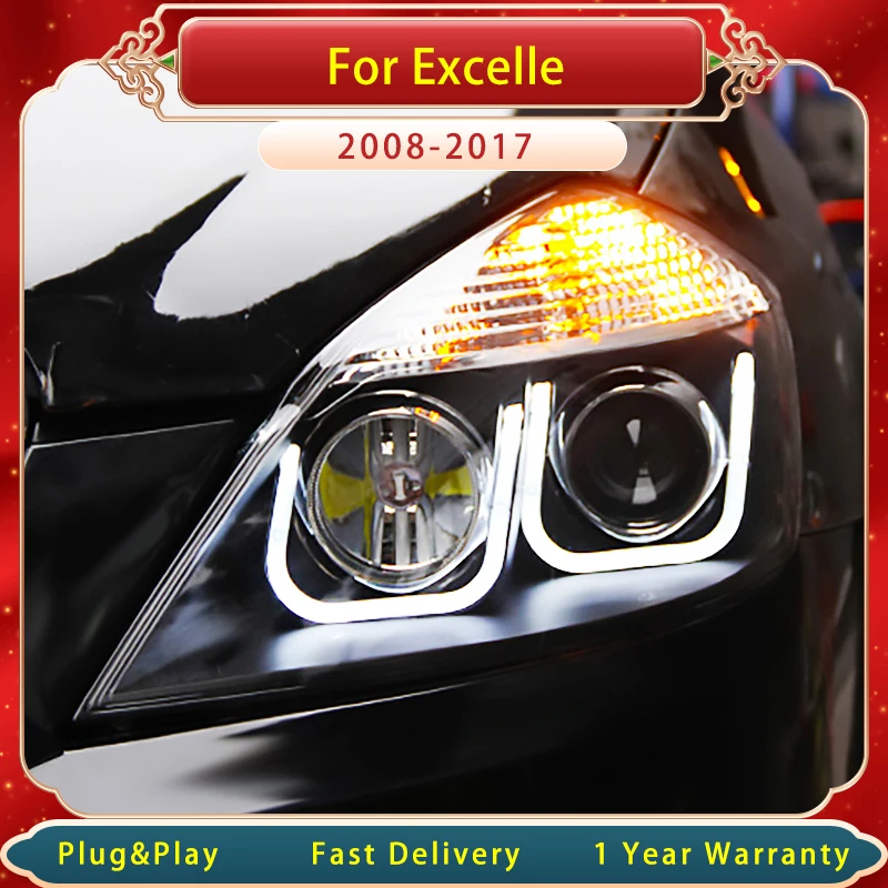 Car Head Light for Buick Excelle2008-2017 LED DRL Bi-Xenon Len Projector Double U  Turn  Head light  Assembly