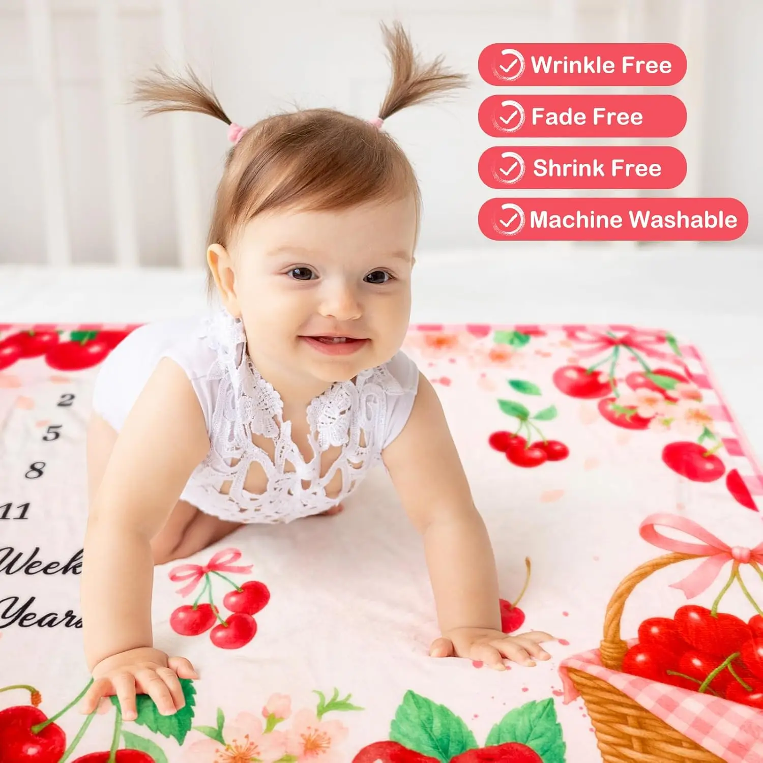 VIKAMA Baby Monthly Milestone Blanket - Flower Photography Props Age Milestone Blanket - Baby Room Decor Blanket