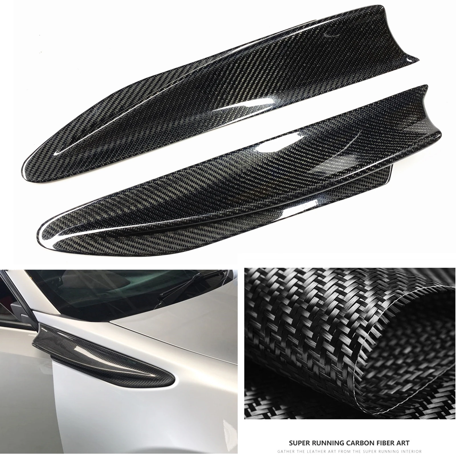 2PCS Carbon Fiber Front Side Fender Spoiler Fin Air Vent Cover Trim Splitter Lip For Subaru BRZ For Toyota 86 GT 2012-2020