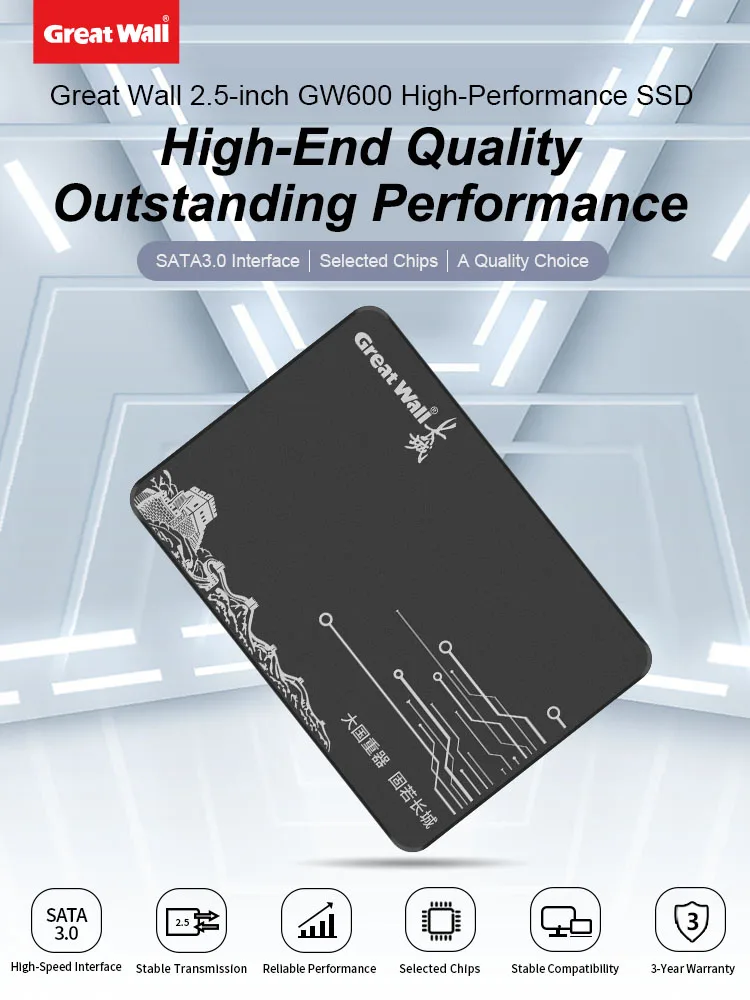 Disque SSD interne 2,5 pouces, disque dur interne 120 Go, 240 Go, 1 To, 512 Go, 128 Go, 256 Go, HD SATA 4 To, SSD interne pour ordinateur portable PC Great Wall