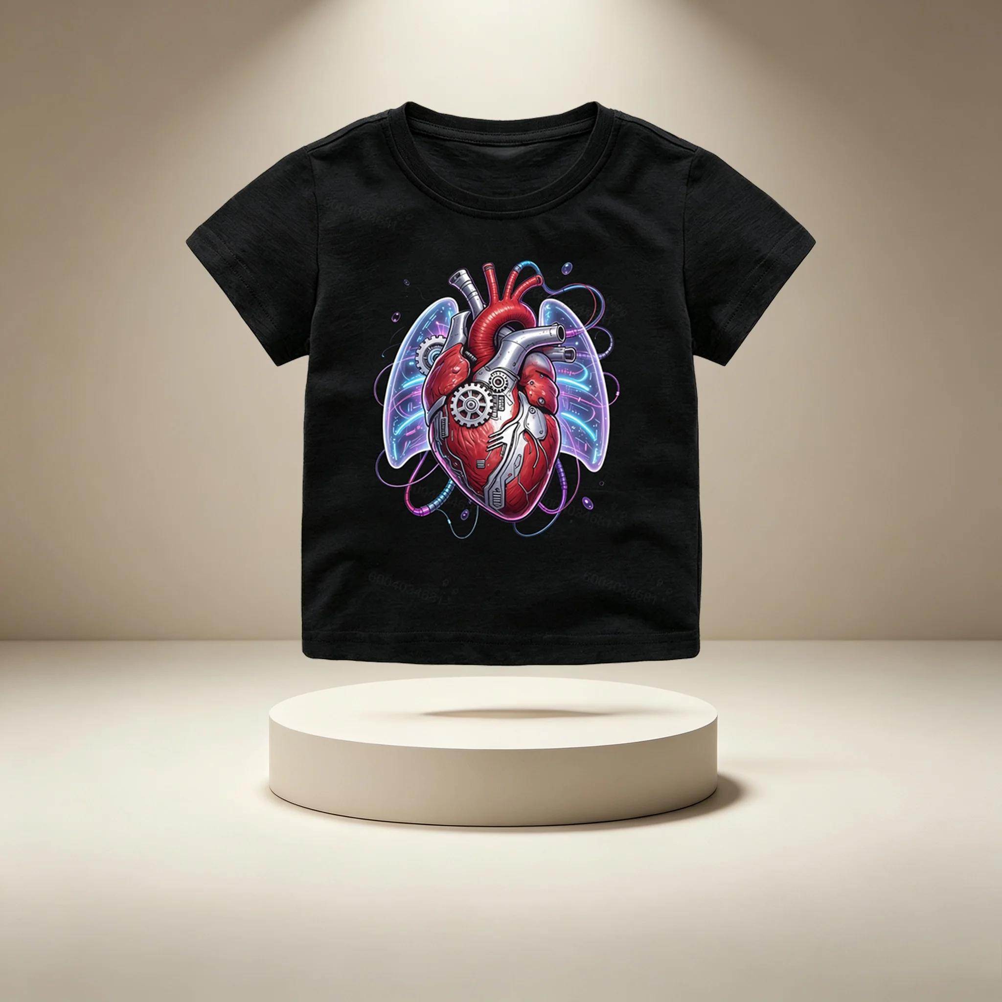 Summer children's retro human organ dissection pattern T-shirt - Medical biology theme - Gothic style street pure cotton T-shirt
