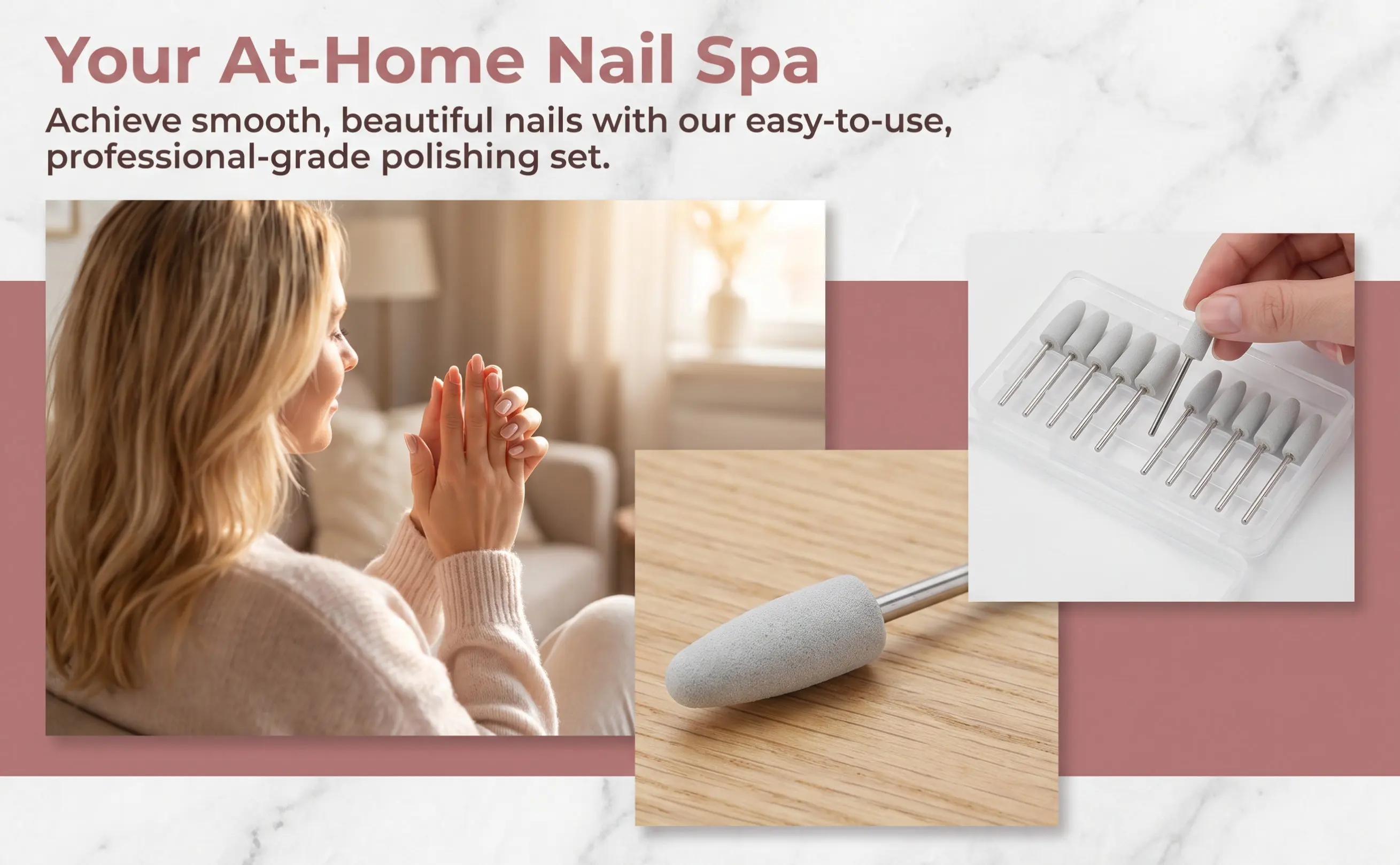 10Pcs Rubber Nail Drill Bits Set Salon Quality Flat Shaping Buffing Tool Cuticle Remover Polisher for Home Manicure