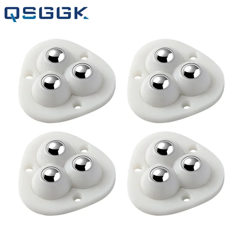4Pcs Self Adhesive Ball Universal ล้อ3ลูกปัดสแตนเลส Katrol Baja แบริ่ง Mute สำหรับกล่องเก็บของในครัวเรือนโต๊ะข้างเตียงฐาน