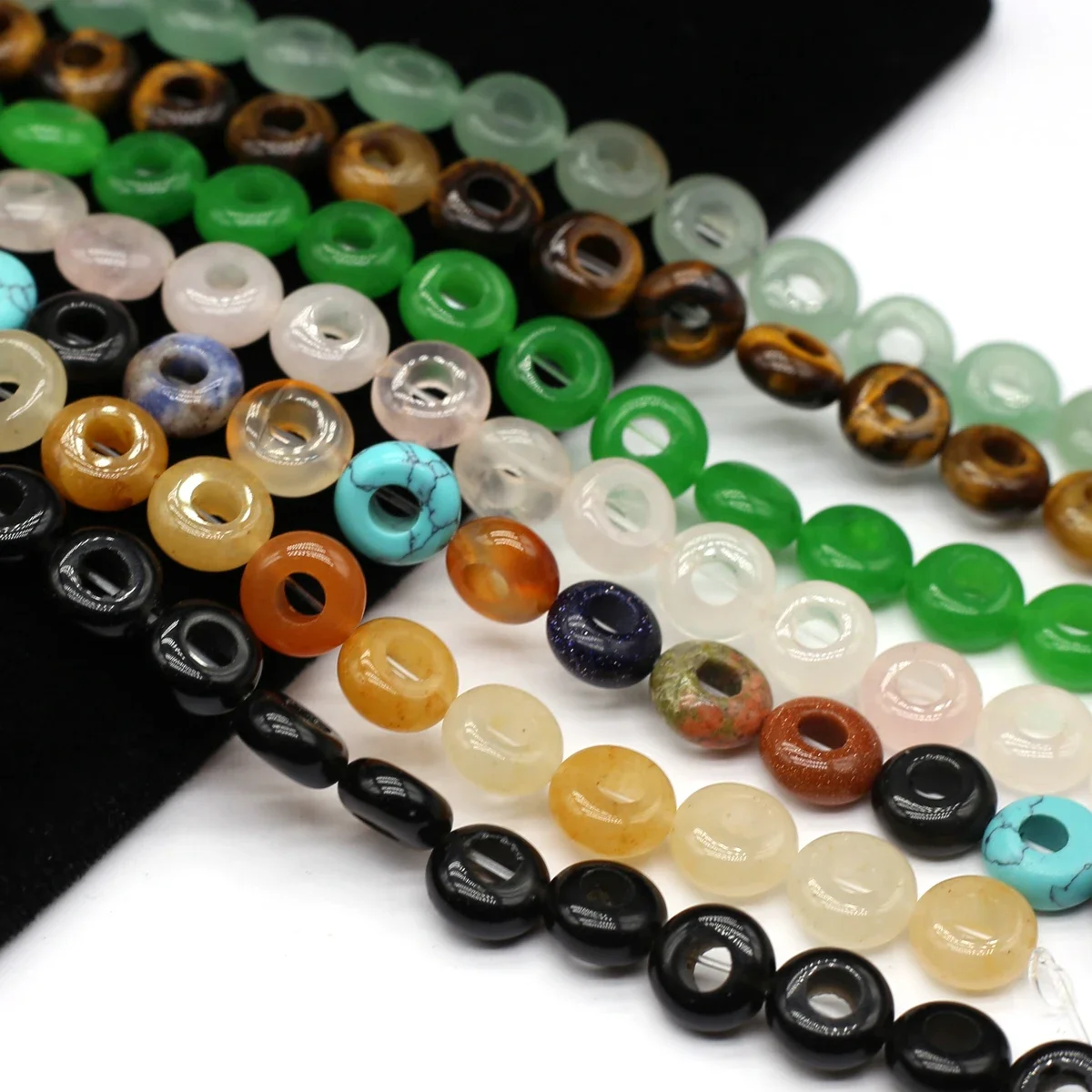 Circular Natural Stone Large Holes Loose Spacing Bead 10x5mm Jewelry Making DIY Necklace Bracelet Earring Accessories Gifts