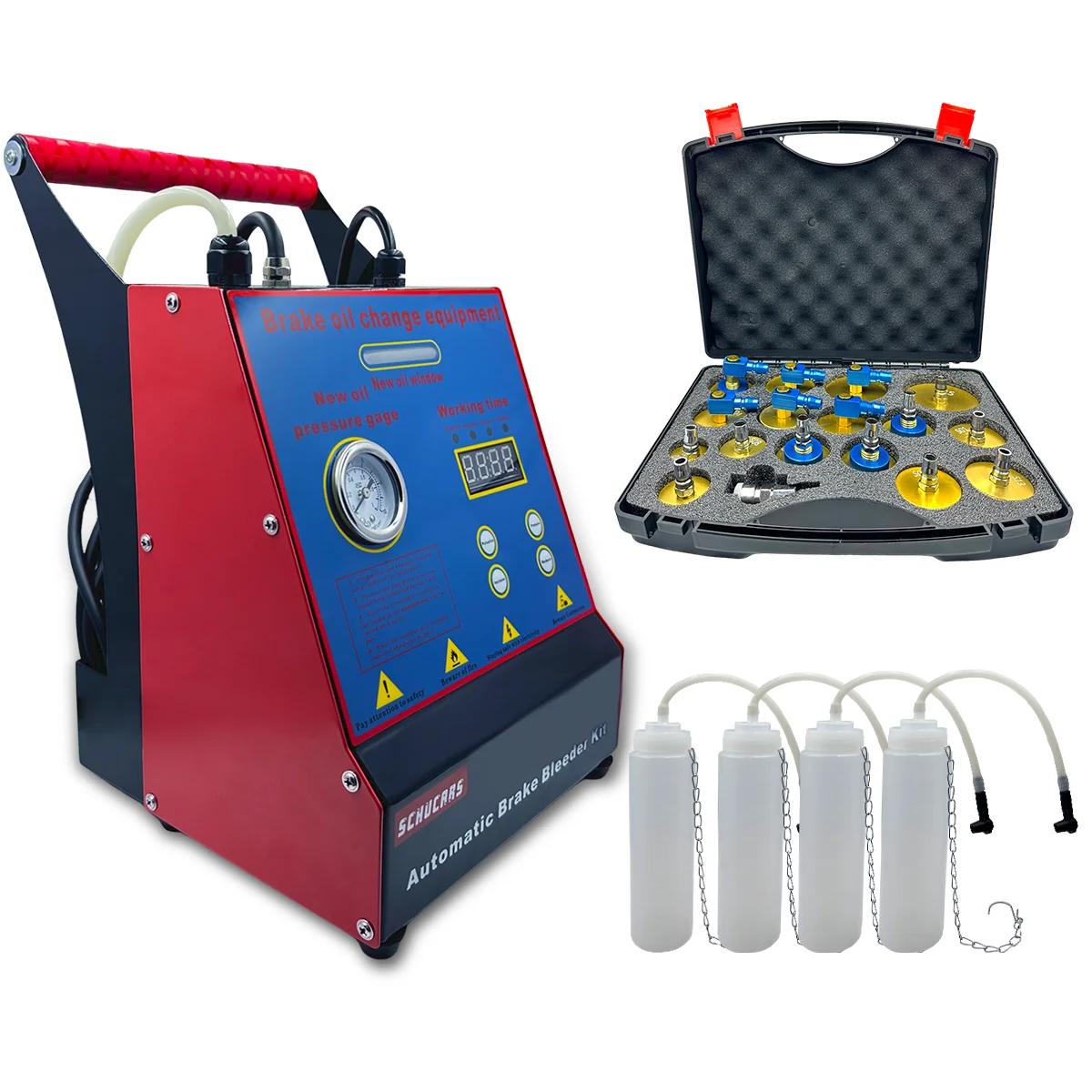 

Schucars S-100 12V Pulse-type Brake Fluid Exchange Device, with 16 Adapters Compatible with Most Vehicle Model