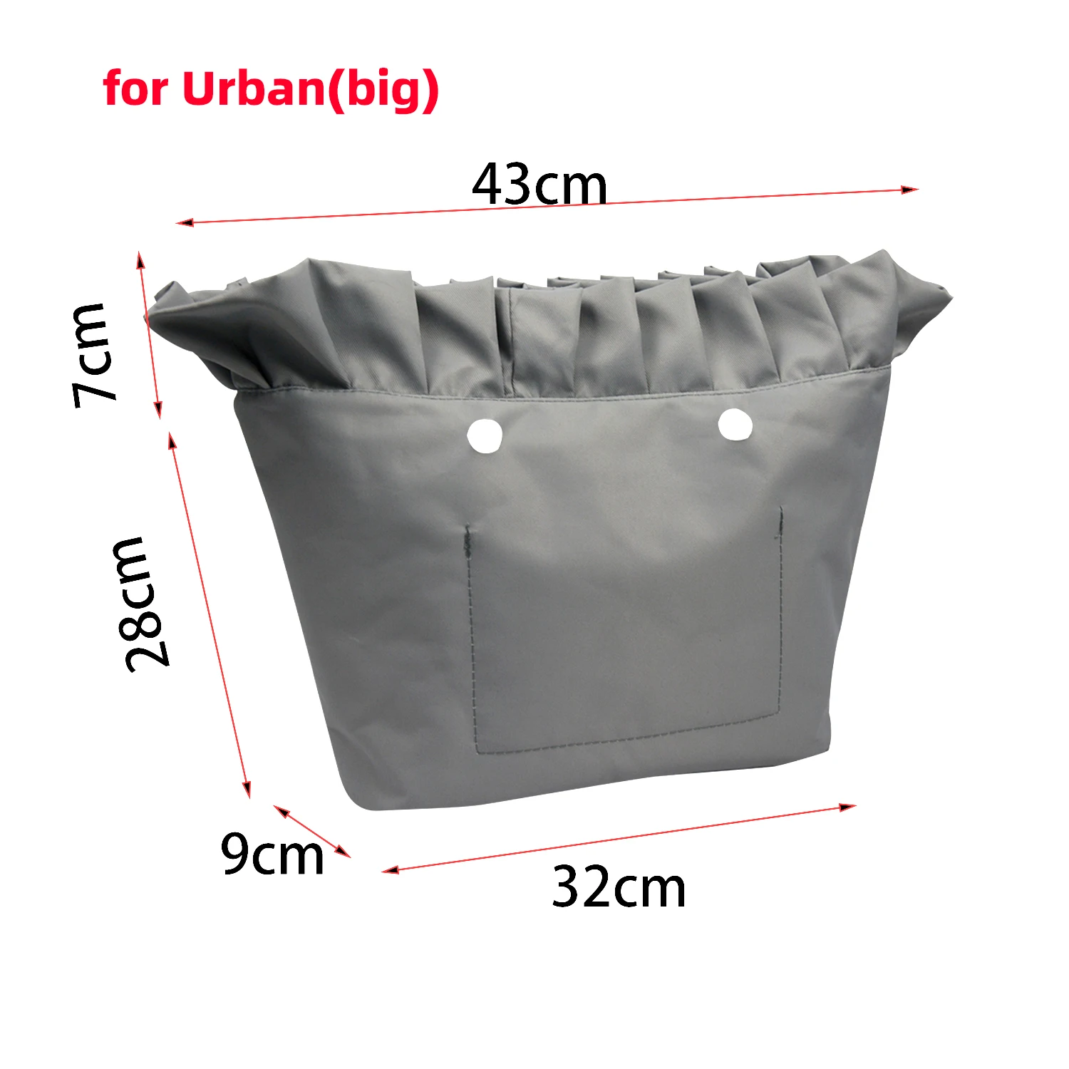 2023 New Urban Frill Pleat fold Inner Lining Insert Zipper Pocket for Big Urban Obag for O Bag