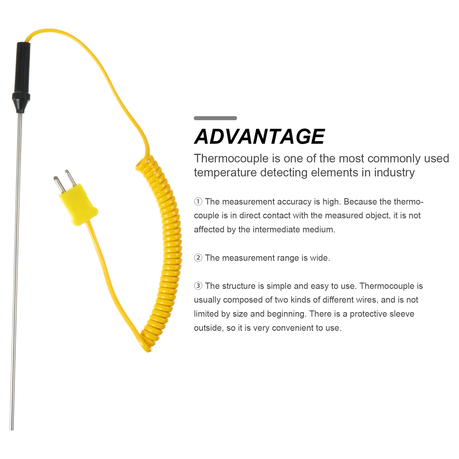 K-Type Thermocouple Stainless Steel Probe Temperature Sensor for Digital Thermometer Industrial Engine Exhaust Measurement