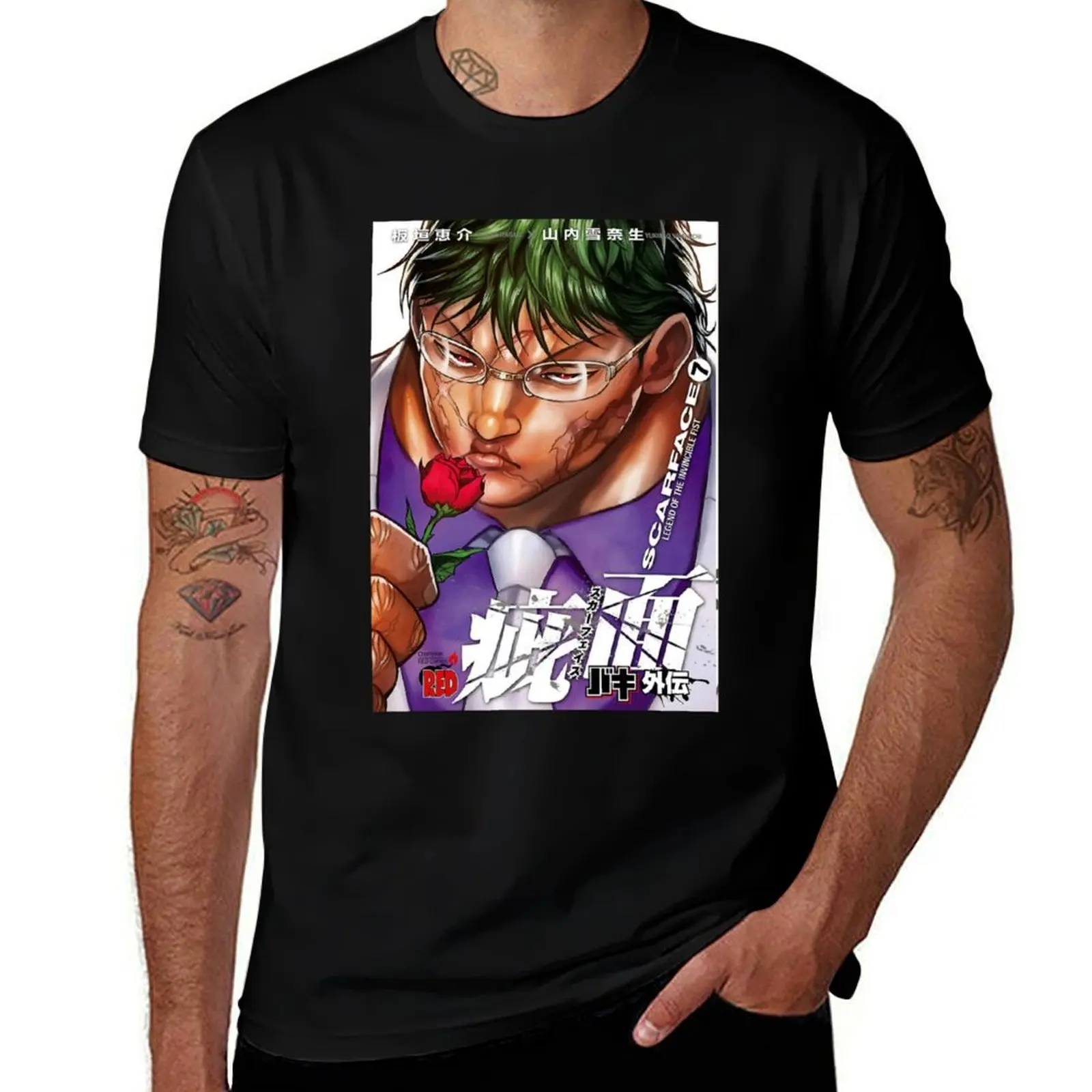 

Kaoru Hanayama (Scarface Baki Gaiden 7) Roses T-Shirt t shirts for man graphic tees t shirt man plain t shirt man cotton T-shirt