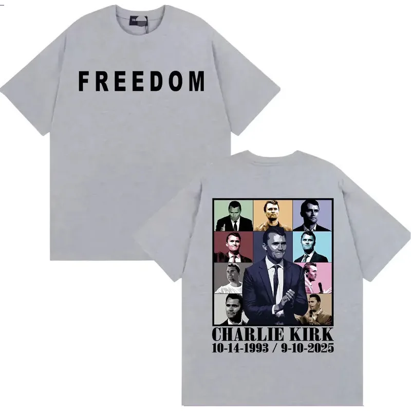 تي شيرت قطني ex America Charlie Kirk round Ne ort Sve Warmth مناسب لـ Par Stand Fit من القطن الخالص #3