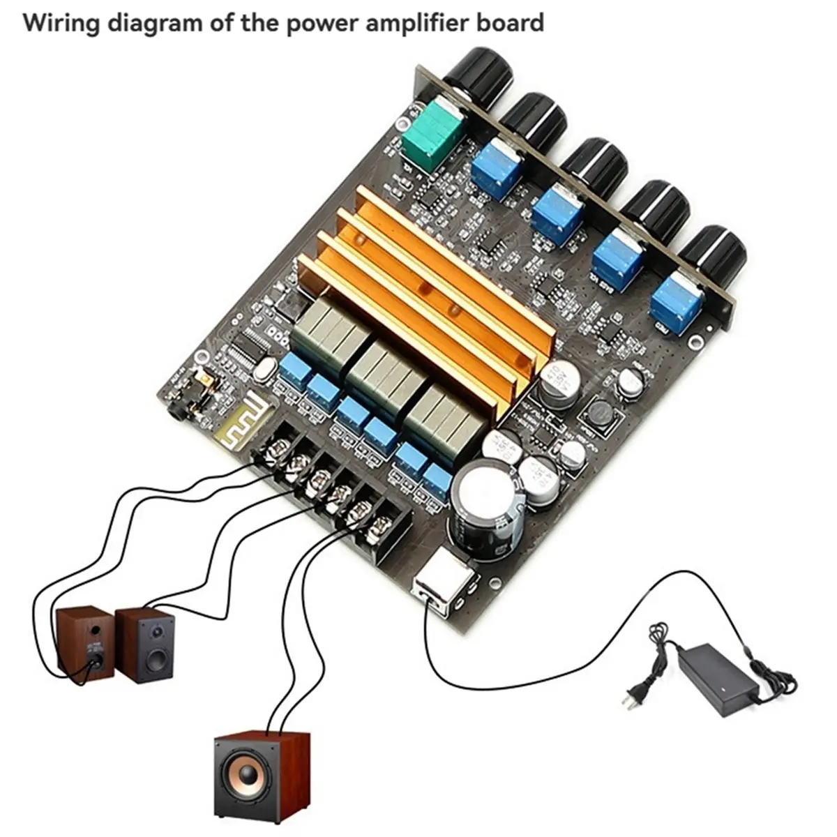 (ABDH) TPA3221 2.1-Channel Digital High-Power Fidelity Class-D HIFI Audiophile Subwoofer Bluetooth 5.0 Amplifier Board