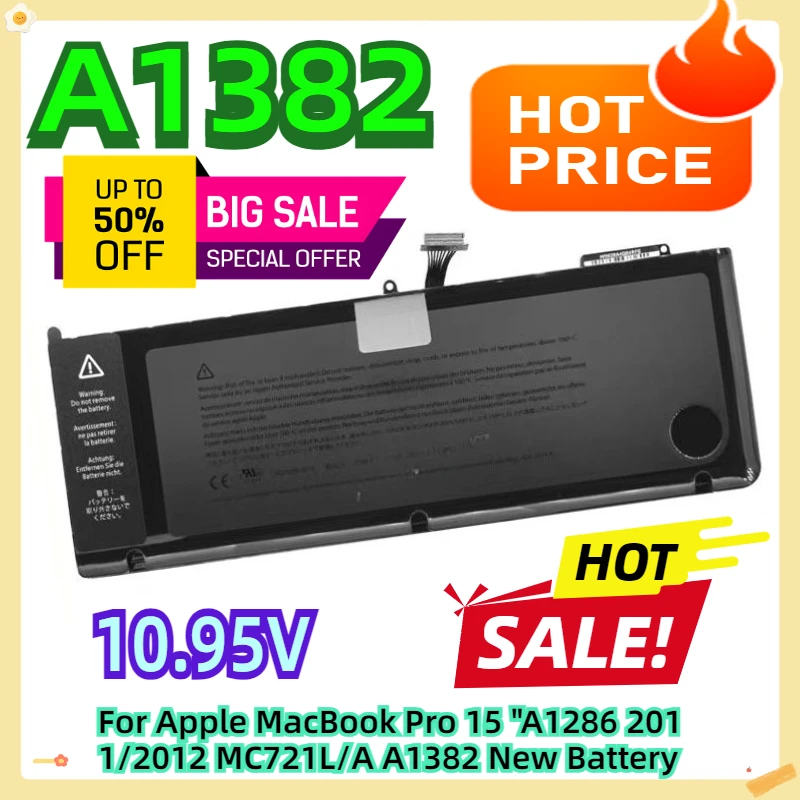

For Apple MacBook Pro 15 "A1286 2011/2012 MC721L/A A1382 New Battery Suitable