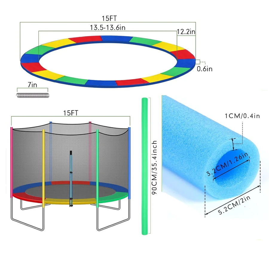 Professional Outdoor Trampoline for Kids PVC and Polypropylene Elastic Colorful Trampolines Jumping Equipment for Boys and Girls