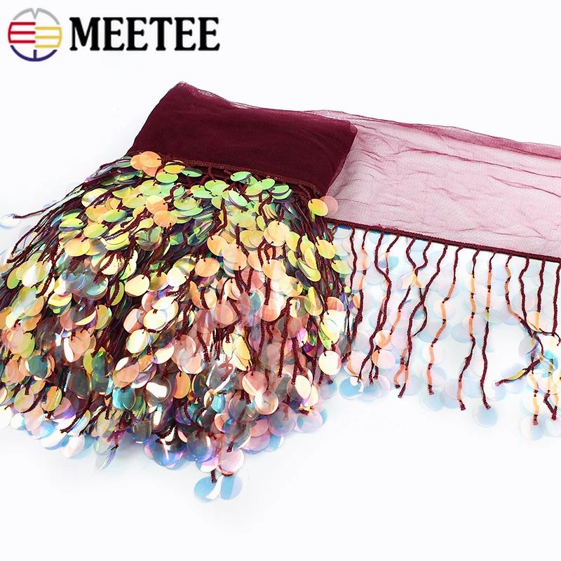 

3Yards 17cm Sequins Beaded Tassel Fringe Lace Trim Decorative Trimmings Stitching Clothes Dresses Fringes DIY Sewing Accessories