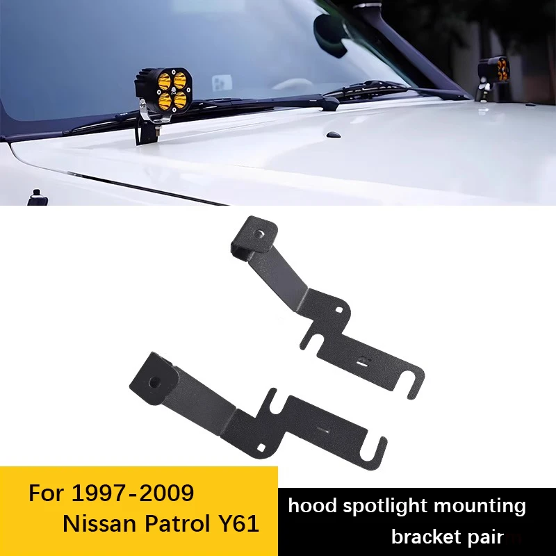 Hood Spotlight Bracket Base, Compatible with 97-04 Nissan Patrol 3.0 GR Y61 and Nissan Safari Y61.
