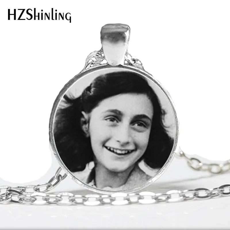 HZ--A591-collar de Anne Frank, colgante de Anne Frank, joyería judía inspiradora, collar de cabujón de cristal, HZ1