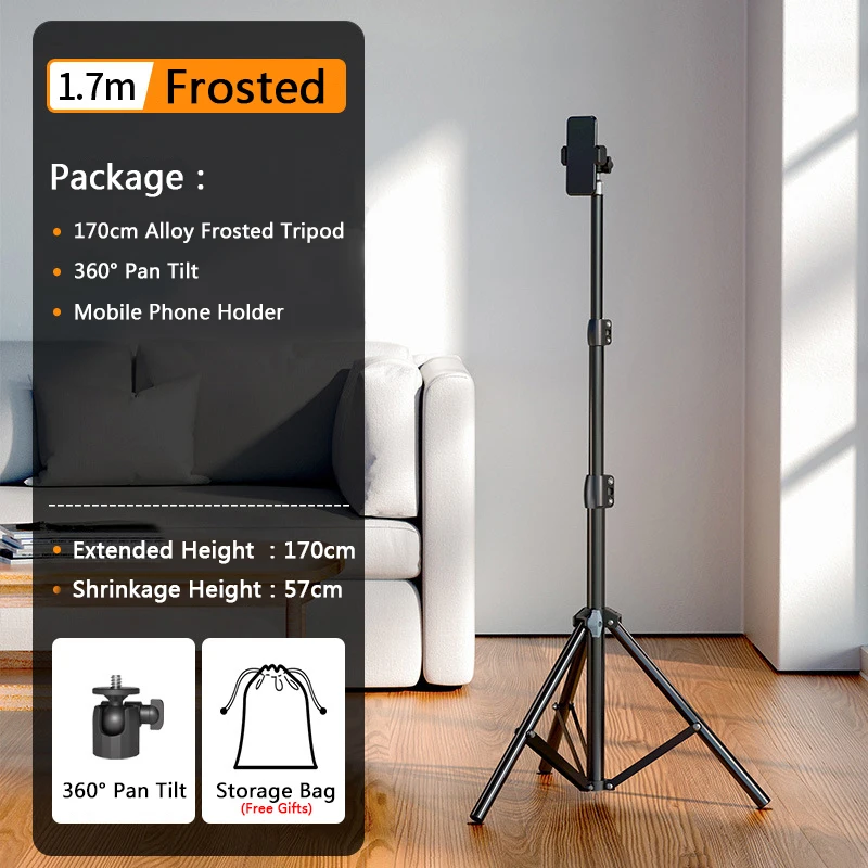 Tripod Stand For Phone 170cm Universal Photography Tripod For Gopro iPhone Samsung Video Camera Alloy Steel Travel Stand