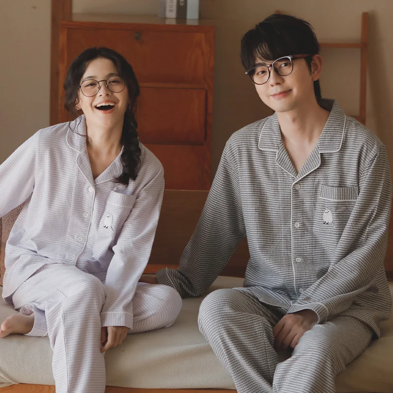 ชุดนอนผู้ชาย ชุดผ้ากำมะหยี่ผ้าฝ้ายแท้สำหรับฤดูใบไม้ร่วงและฤดูหนาว เสื้อคลุมขนาดบวกที่เรียบง่ายและทันสมัยสำหรับสวมใส่ในบ้าน