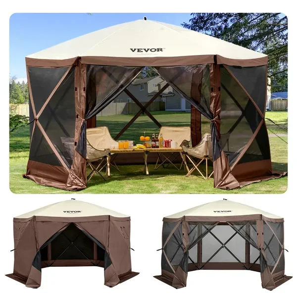

Палатка-шатер Gazebo Screen Tent, 10 x 10 футов, 6-сторонняя, раскладная, для кемпинга, с сетчатыми окнами, портативная сумка для переноски, крепление к земле