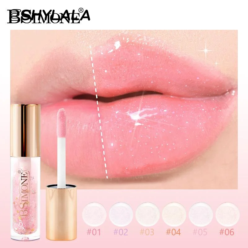 BSIMONE Transparent Crystal Jelly Lipgloss Shiny Clear Mirror Moisturizing Lip Balm Glitter Liquid Lipstick Lip Oil Lip Tint