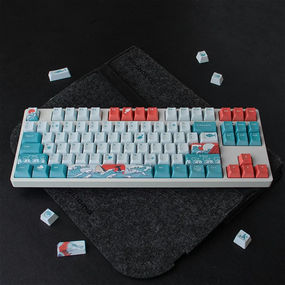 108 Keys, Coral Sea Keycaps OEM Profile GMK PBT Keycaps for Mechanical Keyboards Sublimation Keycaps