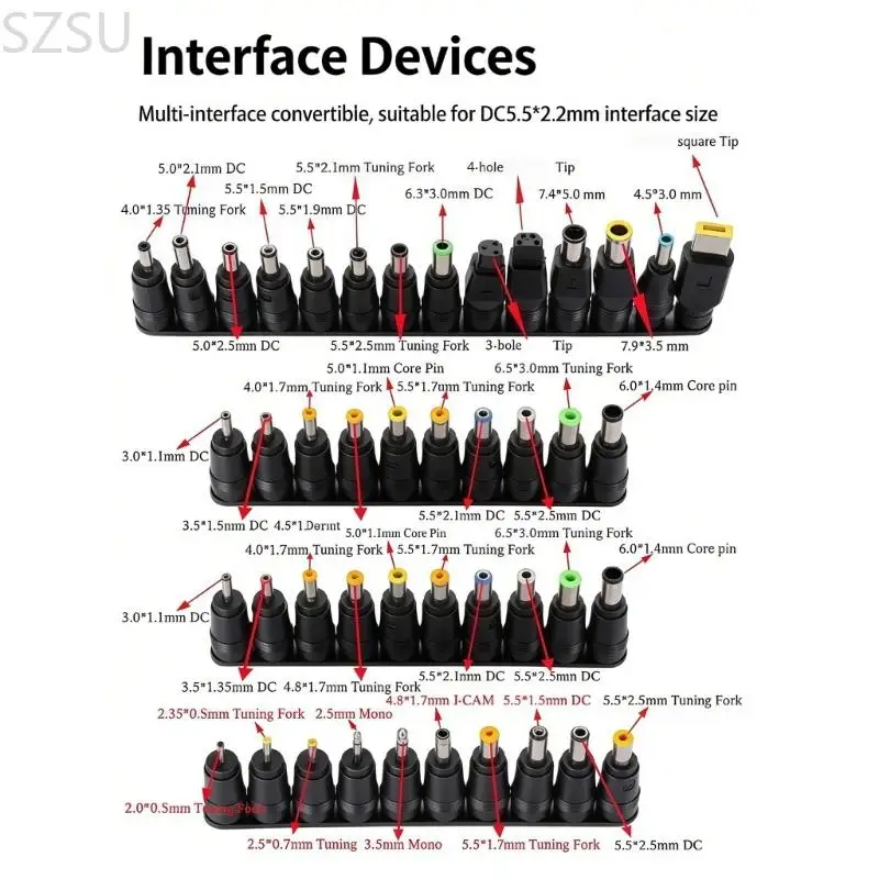 SZSU Highly Power 90W Notebook Chargers 19V 4.74A Output 34 Replaceable Connectors Included
