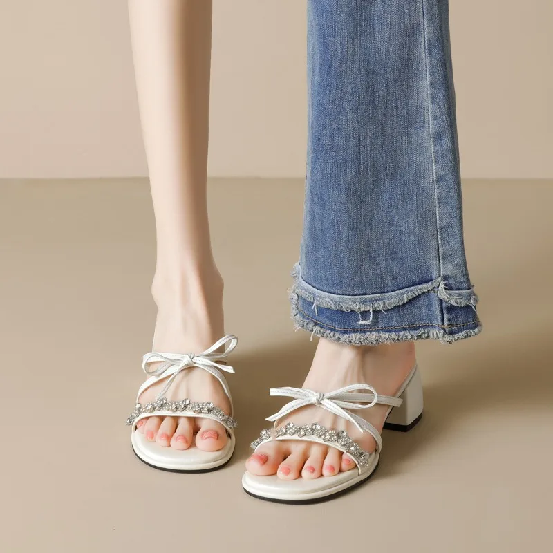 Summer New Women's Shoes Exquisite Rhinestone High Heeled Sandals for Woman Elegant Casual Shoes Designer Shoes Sandalias Mujer