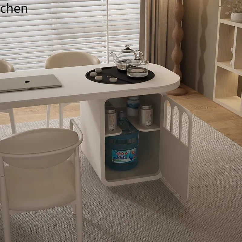 Set Moderno Minimalista di Tavolino e Sedie da Balcone, Tavolino da Tè Integrato per Ufficio e Casa con Piano in Pietra