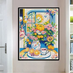 Fiori e tè punto croce Kit fai da te 11CT 9CT ricamo fatto a mano nuovo tempo libero decorazione della casa pittura artigianato confezione Set