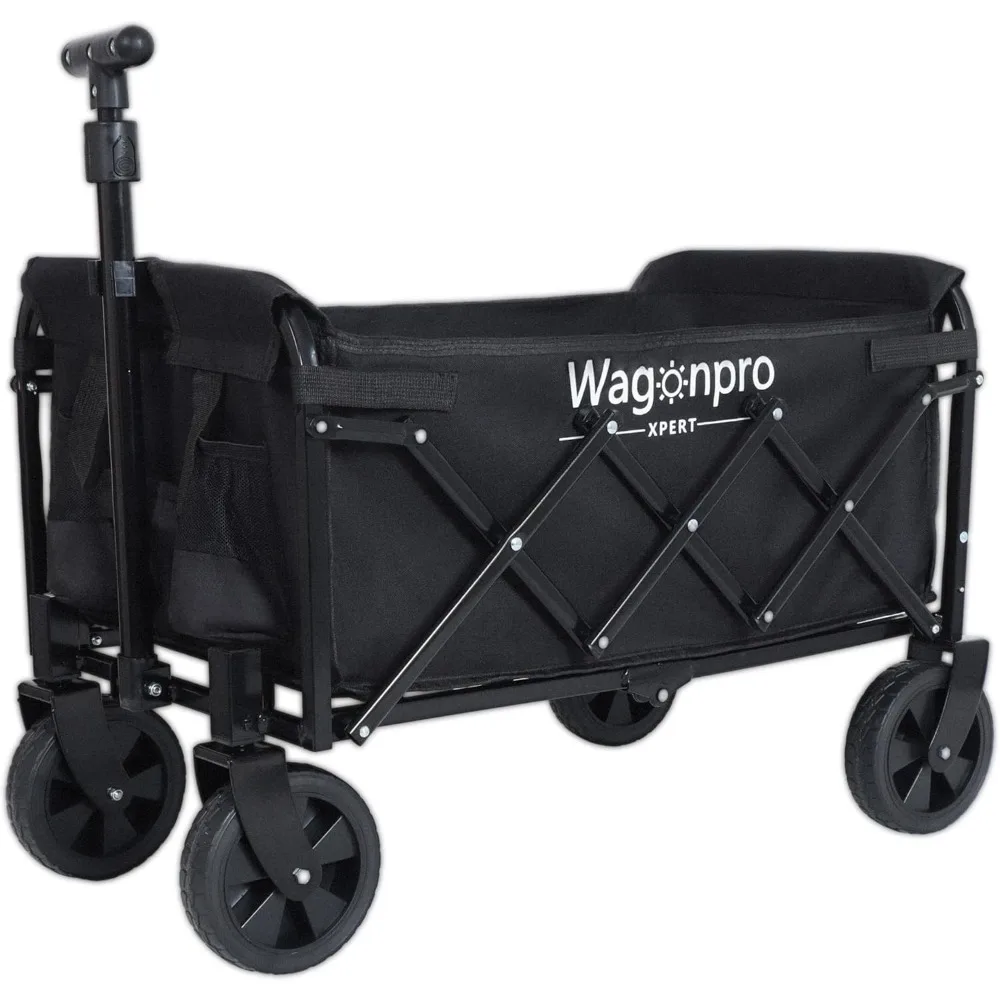 "double-deck folding trolley: 100% more storage for outdoor adventures and errands"