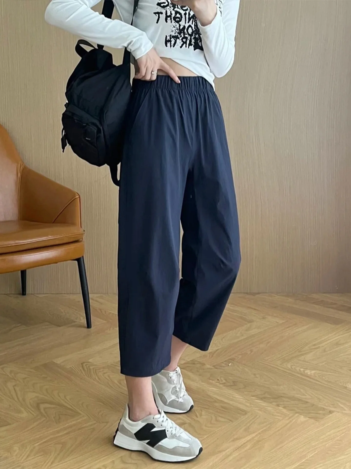 アイスシルク速乾スポーツパンツ レディース 夏 薄手 大きいサイズ ゆったり 日焼け防止 ハーランパンツ 小さいサイズ 九分丈 カジュアルパンツ